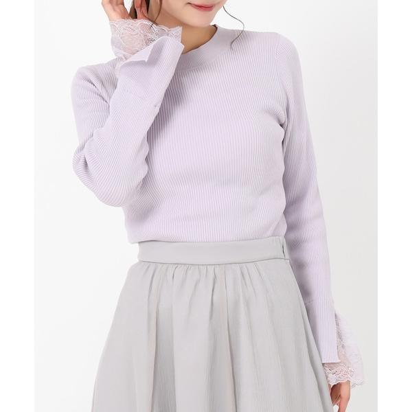 ニット セーター 2025春夏新作 レースフレア袖リブニット レディース