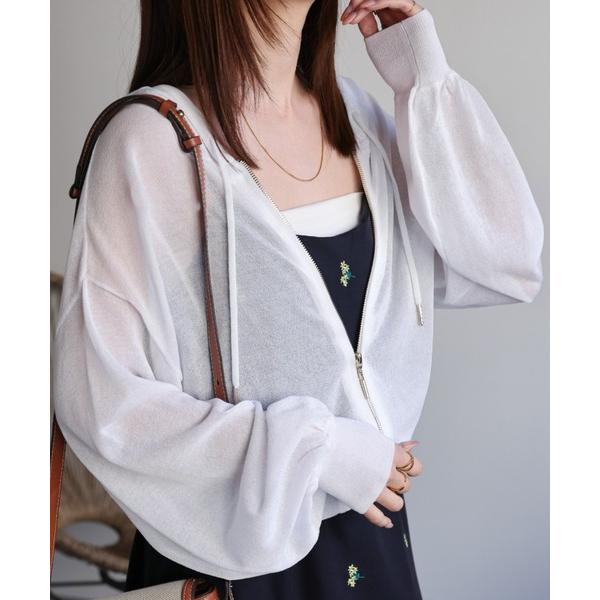 パーカー 新色追加 シアーニットパーカー/フーディ レディース