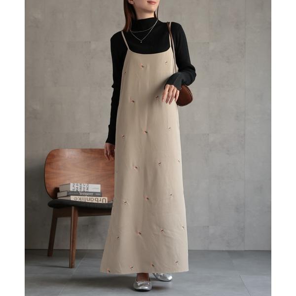 ワンピース フラワー刺繍 キャミワンピース/flower