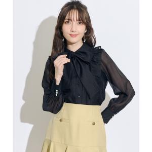 ブラウス シャツ クレリックショルダータックフリルブラウス レディース