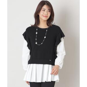 ニット セーター タイプライターブラウスレイヤー ニット レディース