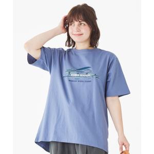 tシャツ 半袖 フランイングラビット柄ロゴチュニック レディース