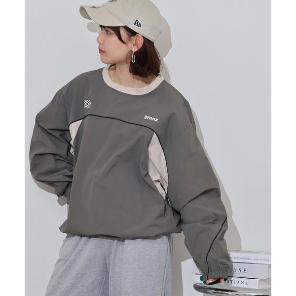 バルーン袖ナイロンパイピング切り替えプルオーバー メンズ レディース