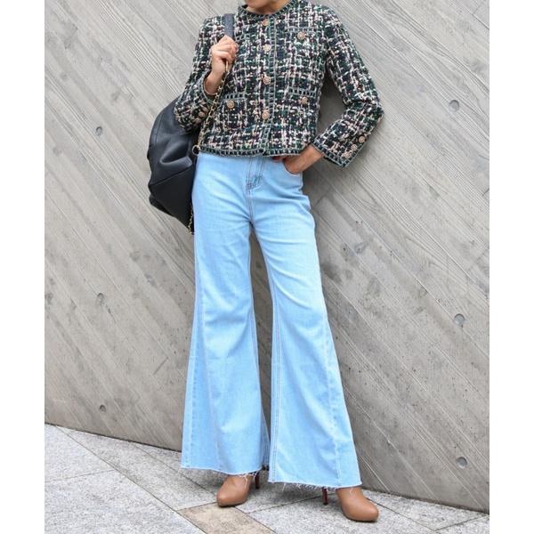 ジーンズ デニム デニムパンツ ハイウエスト・フレアデニムパンツ レディース