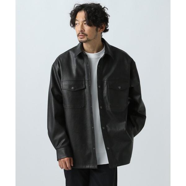 ブルゾン アウター フェイクレザーシャツ メンズ