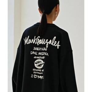 tシャツ 2025AW MARK GONZALES/マークゴンザレス オーバーサイズ ワンポイント刺繍 袖プリント バックプリント ロングスリーブTシ