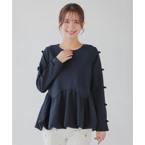 Fit more（フィットモア） フラワー刺繍バルーンスリーブペプラム