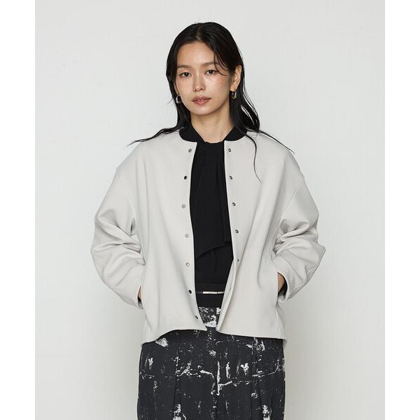 ブルゾン アウター アクアスーティングジャージー ノーカラーブルゾン レディース