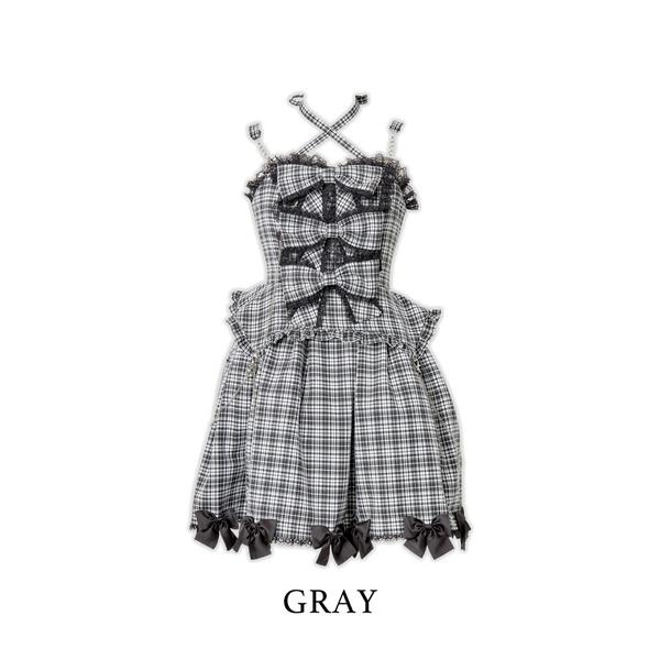 ワンピース Front ribbon chain one piece
