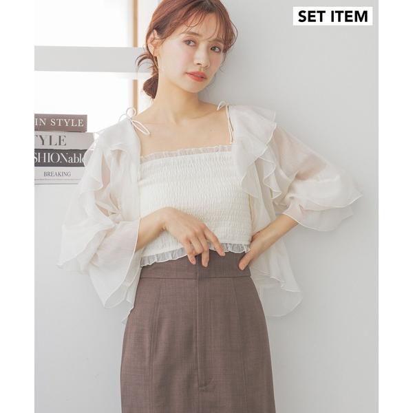 ブラウス シャツ 「追加1」ラッフルブラウスキャミSET　320391 レディース