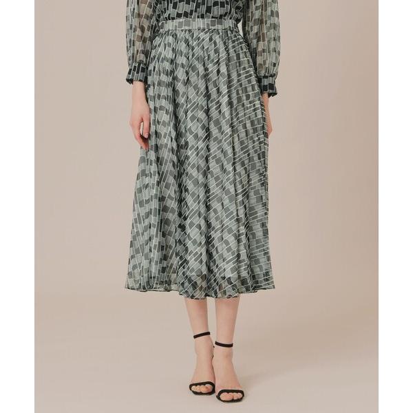 スカート グラフィカルメッシュプリントスカート