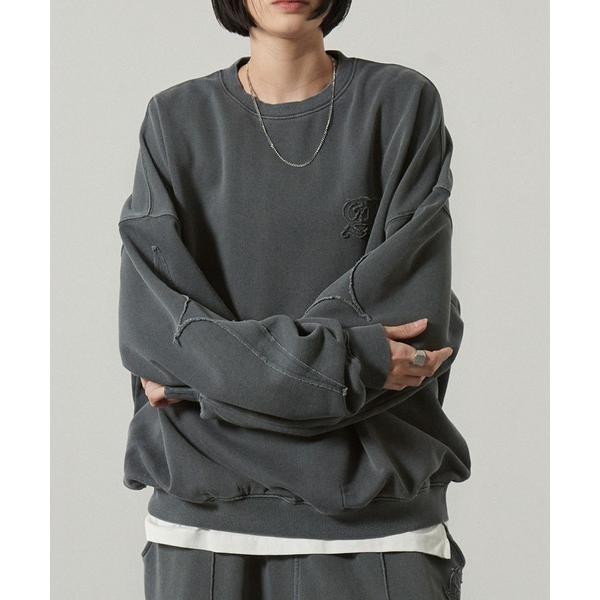 トレーナー スウェット 「Alfred Alex」ヴィンテージメイクピグメントダメージパッチロゴスウ...