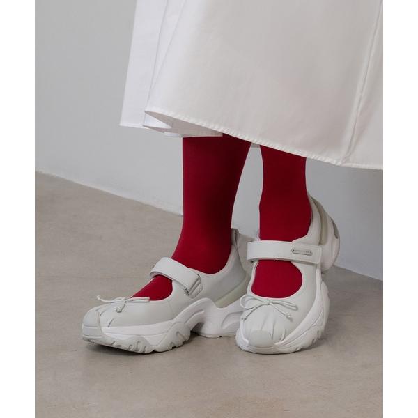 スニーカー ボウ ツートーンメリージェーンスニーカー レディース