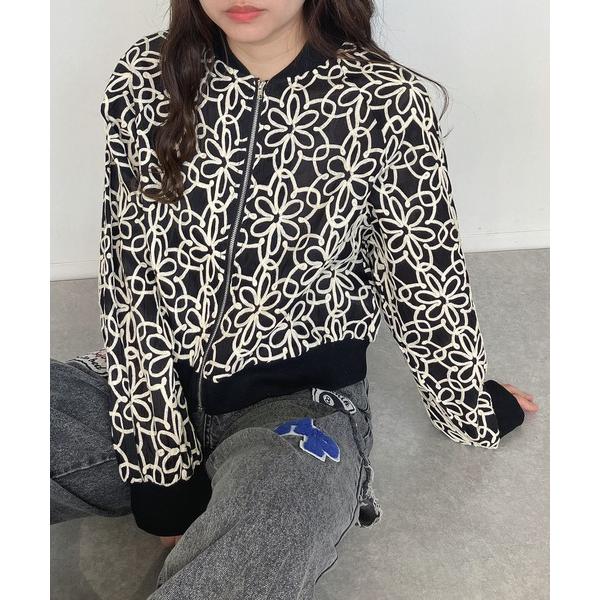 ブルゾン アウター ●アソートデザイン コード刺繍 エアリーシアーブルゾン レディース