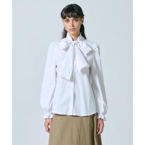 ブラウス シャツ パフスリーブボウタイブラウス レディース