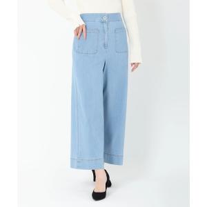 パンツ パッチポケットワイドデニムパンツ　ロングパンツ レディース