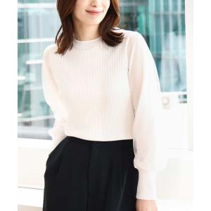 ニット セーター 「秋ニット」シフォンチュール袖ニット/洗える/WEB限定サイズあり レディース