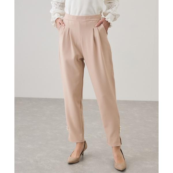 パンツ 裾パールテーパードパンツ レディース