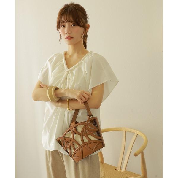ブラウス シャツ twist wing sleeve blouse /ツイストデザイン ギャザー ウ...
