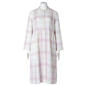 ルームウェア 部屋着 キッドブルー -Ｗガーゼラインチェック -長袖ナイティ -KNBL509 -kidblue レディース