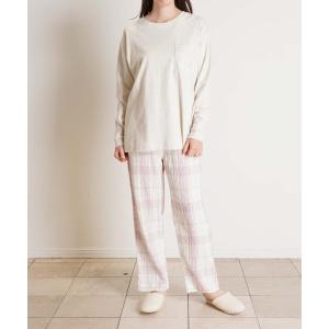 パジャマ ルームウェア キッドブルー -Ｗガーゼラインチェック -長袖パジャマ -KUBK609 -kidblue レディース メンズ