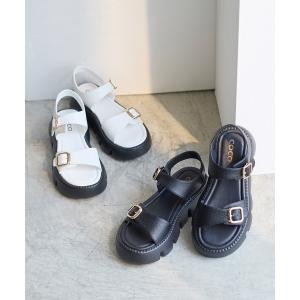 サンダル ダブルベルト バックル サンダル レディース