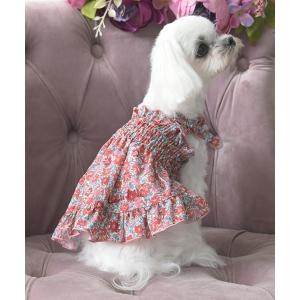 犬 服 LAURA ASHLEY/スモッキング刺繍キャミソールワンピース