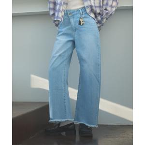 ジーンズ デニム デニムパンツ フリンジカーヴィーワイドデニム レディース
