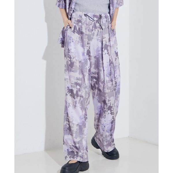 パンツ 「セットアップ着用可」スプラッシュプリントドロスト パンツ レディース