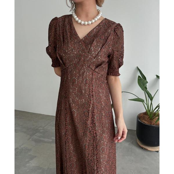 ドレス ヴィンテージフラワーレースVネックドレス 結婚式 二次会 成人式 同窓会 パーティードレス ...