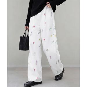 mili an deni（ミリアンデニ） パンツ 花柄刺繍イージーパンツ