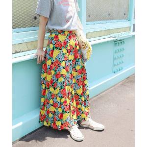 スカート フルーツ柄 レーヨンエットスカート