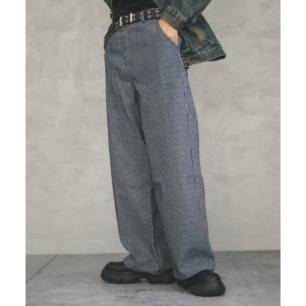 パンツ Over wide straight striped pants / オーバーワイドストレー...
