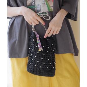 ショルダーバッグ バッグ オリジナルビーズ編み巾着ショルダーバッグ レディース