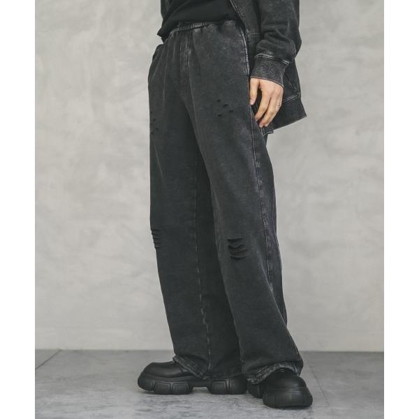 ワイドパンツ スウェットパンツ ジャージ Pigment dye straight damage s...