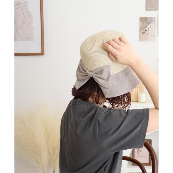 帽子 ハット 洗える異素材MIXスリットハット レディース