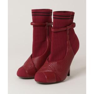 「FENDI」 ショートブーツ 36 レッド レディース