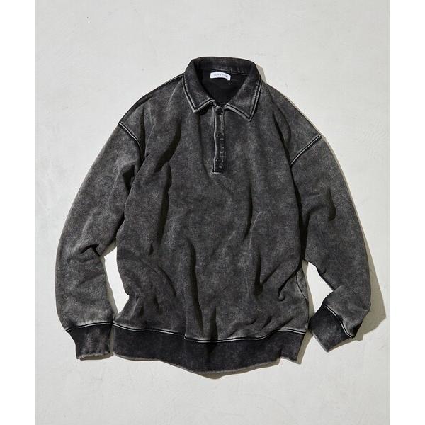 トレーナー スウェット ヴィンテージライク パウダー加工 ポロカラースウェット メンズ