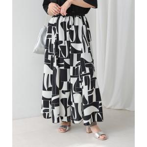 パンツ 幾何学柄フレアパンツ レディース