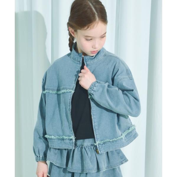 デニムジャケット アウター 「PAIRMANON COEUR」フリンジ切り替え デニムブルゾン キッ...