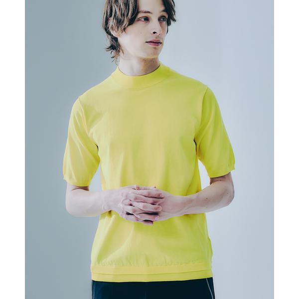 セーター ニット ハイツイスト モックネック 半袖ニット メンズ