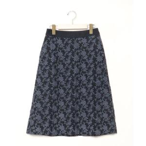 「nesessaire」 刺繍スカート 36 ネイビー レディース