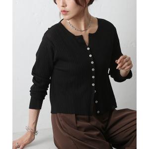 カーディガン シアーリブカーディガン レディース