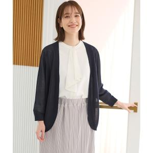 カーディガン 「ハニさら・接触冷感・ウォッシャブル」８分袖ラウンドカーデ レディース