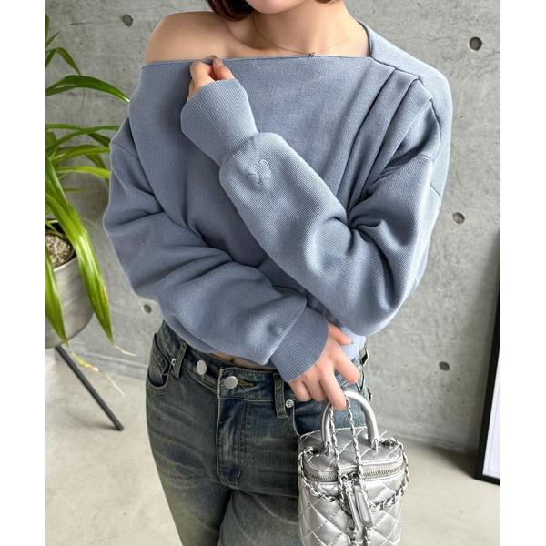 ニット セーター ワンポイント刺繍ワンショル2wayニットトップス「大人カジュアル 春夏ニット」「再...