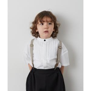 ブラウス シャツ ノーアイロンバンドカラーピンタック半袖比翼シャツ（ボタン取り外し対応） キッズ 子供服 男の子