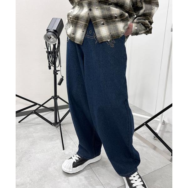 ジーンズ デニム デニムパンツ フロントエンブロバギーデニム レディース メンズ