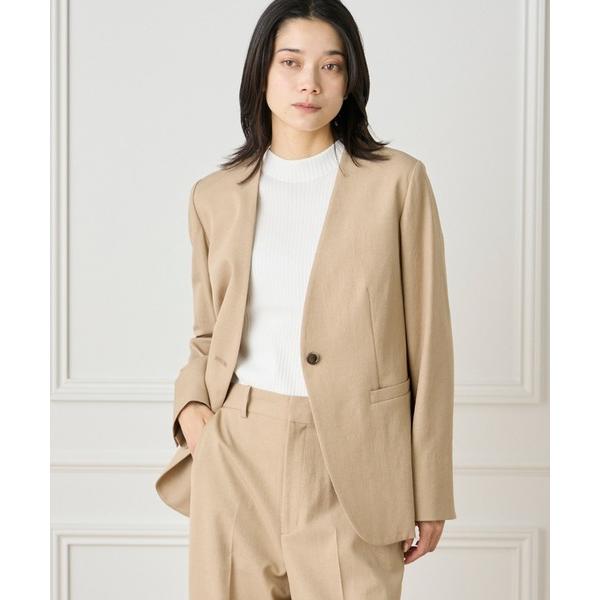 ジャケット ノーカラージャケット 綿麻オックスストレッチ ノーカラージャケット「セットアップ対応」 ...