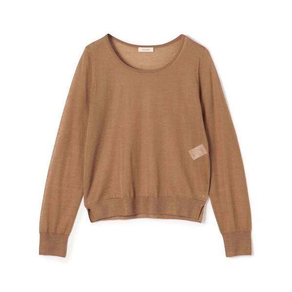 ニット セーター ソフトカシミヤシルク ラウンドネックプルオーバー レディース