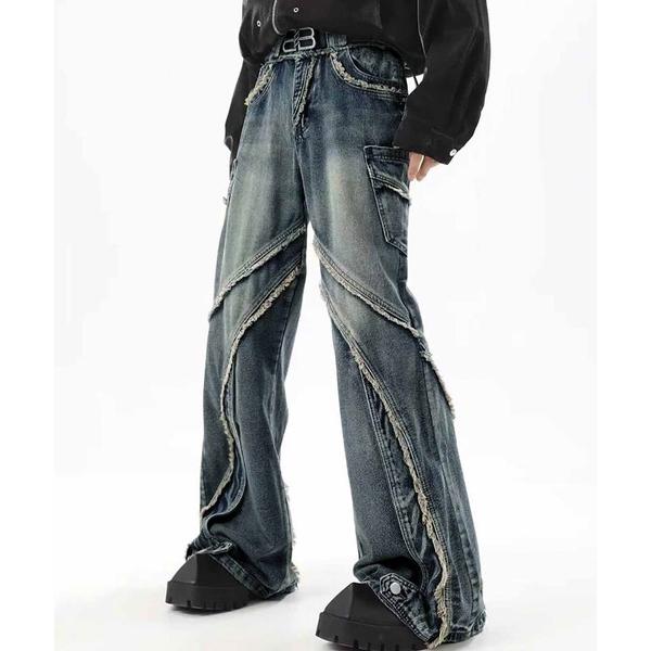 ジーンズ 「2025」ヴィンテージ加工リメイク フレアデニムパンツ メンズ レディース